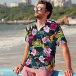 Personalized Graduation Cap Face Photo Hawaiian Shirt with Name and Year Graduation Party Summer Vacation Beach Party Gift for Man