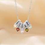 Collana personalizzata con pietre di nascita del cuore della famiglia con 1-5 nomi Gioielli delicati Anniversario Festa della mamma Regalo di compleanno per la mamma nonna