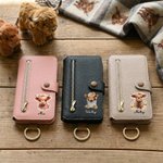 Personalized Cute Highland Cow Flower PU Leather Flip Wallet Phone Case with Name RFID Blocking Card Holder Mother's Day Birthday Gift for Women