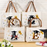 Personalisierte Graduation Cap Initial großen Canvas Tote Bag mit Namen und Jahr Reisen täglichen Gebrauch Graduierung Geschenk für Absolvent Freund