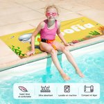 Serviette de plage personnalisée avec motif animaux marins et nom - Cadeau vacances d'été fête à la piscine pour garçons filles