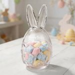 Bocal de verre personnalisé avec nom pour les oreilles du lapin de Pâques Décoration de bureau Cadeau de fête de Pâques pour les enfants