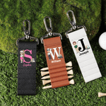 Personalized Cartoon Character Initial PU Leather Golf Tee Holder Bag Tag with Name and 5 Pcs Bamboo Tees Game Day Birthday Gift for Golf Players