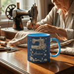 Personlig saxknapp symaskinmönster 11 oz 15 oz keramisk mugg med namn Daglig drickande födelsedagspresent för mamma sömmerska