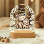 Personlig söt Daisy Animal Akryl nattlampa med namn och träbas rumsinredning Födelsedag Mors dag present till mamma Baby