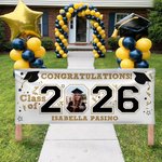 Personalized Graduation Cap Class Of 2026 Graduation Photo Banner with Text and Year Graduation Party Gift for Graduates