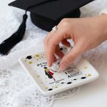 Personalized Cartoon Graduate Character Bible Name Ceramic Trinket Jewelry Dish with Year and School Name Graduation Gift for 2026 Graduates
