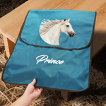 Personalized Horse Photo Waterproof Large Capacity Hanging Horse Blanket Bag with Name Equestrian Birthday Gift for Horse Lovers