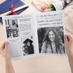 Personalised Graduation Newspaper Vintage Wrapping Paper with Text and Photo for Flower Bouquet Graduation Gift for High School College Graduates