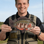 Personalized Fish Caught This Year Hanging Sign with Name Father's Day New Year Birthday Gift for Dad Grandpa Fisherman