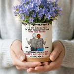 Personlig snygg leopardtryck mor-dotter tecknad keramisk blomkruka med namn Mors dag födelsedagspresent till mamma dotter