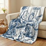 Personalized Vintage Classic Winnie the Pooh Friends Sketch Soft Throw Blanket with Name Baby Shower Birthday Gift for Newborns Toddlers Babies