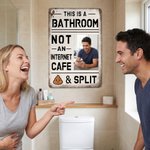 Personalized Funny This Is A Bathroom Retro Style Metal Sign with Photo Bathroom Wall Decor Birthday Housewarming Gift for Family Friends