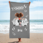 Personalized Togo Cartoon Gym Girl Quick Dry Microfiber Beach Towel with Name Beach Party Swimming Pool Essential Birthday Gift for Gym Lovers