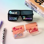 Personalized Graduation Cap Class of 2026 Gradient Square Sunglasses with Year and Name Party Favor Graduation Ceremony Gift for Graduates Friends
