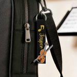Porte-clés personnalisé brodé violon violoncelle note de musique dorée avec nom Studio de musique Festival Cadeau d'anniversaire pour mélomane musicien