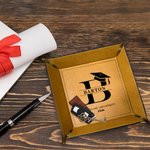 Personalized Graduation Cap Initial Name PU Leather Valet Tray with Date and School Name College Graduation Birthday Gift for Graduates