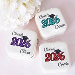 Scatola portagioie personalizzata Classe 2026 con testo leopardato glitterato Regalo di laurea portatile da viaggio per laureati