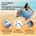 Personalisiertes Strandtuch mit Cartoon-Meerjungfrau-Design | mit Namen | schnelltrocknend | Sommerausflug Geburtstag Geschenk für Mädchen