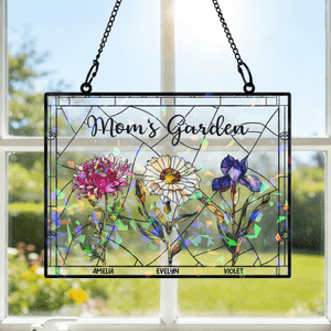 Personalized Birth Flower Sun Catcher Acrylic Ornament with Name  Window Decoration Mother's Day Birthday Gift for Mom Grandma