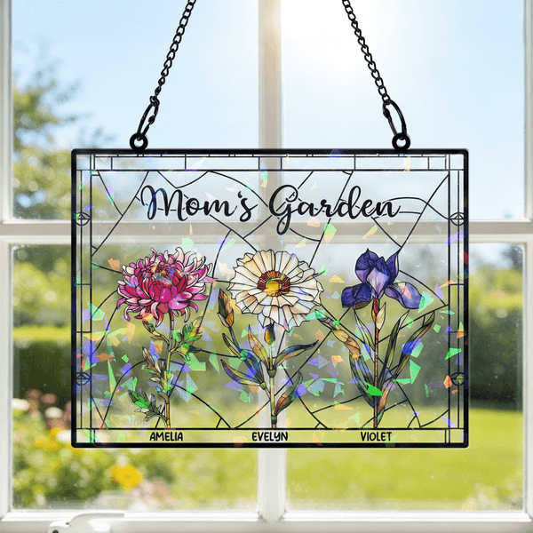 Personalized Birth Flower Sun Catcher Acrylic Ornament with Name  Window Decoration Mother's Day Birthday Gift for Mom Grandma
