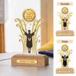 Personalized Graduation LED Night Light with Wood Base Souvenir Ornament Gift for College or High School Graduates