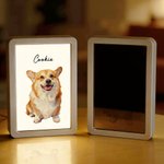 Cadre photo LED personnalisé avec nom et peinture à l'huile Cadeau de sympathie pour les propriétaires d'animaux de compagnie