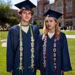 Personalized Bling Flower Rhinestone Pearl Letter Two-Colored Ribbon Braided Lei with Name Graduation Party Decor Gift for Class of 2026 Graduates