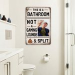 Personalized Funny This Is A Bathroom Retro Style Metal Sign with Photo Bathroom Wall Decor Birthday Housewarming Gift for Family Friends
