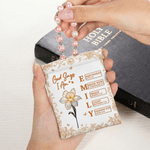Personalized God Says I Am Birth Flower PU Leather Rosary Pouch with Name Daily Storage Mother's Day Gift for Christian Mother