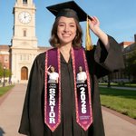 Personalised Multicolour Glitter Photo Graduation Sash with Name and Year Graduation Gift for Class of 2026 Graduates