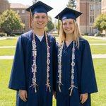 Personalized Bling Flower Rhinestone Pearl Letter Two-Colored Ribbon Braided Lei with Name Graduation Party Decor Gift for Class of 2026 Graduates