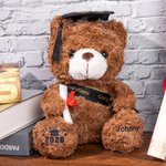 Orsacchiotto di peluche personalizzato con nome e distintivo della scuola e regalo per il diploma scolastico