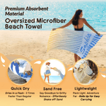 Personalized Gradient Stripes Quick Dry Oversized Microfiber Beach Towel with Name Summer Vacation Travel Use Birthday Gift for Family Friends