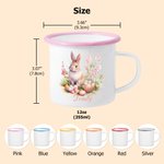 Henkilökohtainen Healing Art Cartoon Illustration Poika Tyttö Bunny 12 oz emali muki nimellä Päivittäinen käyttö pääsiäinen puolue lahja lapsille