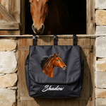 Personalized Horse Photo Waterproof Large Capacity Hanging Horse Blanket Bag with Name Equestrian Birthday Gift for Horse Lovers