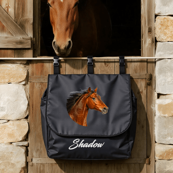 Personalized Horse Photo Waterproof Large Capacity Hanging Horse Blanket Bag with Name Equestrian Birthday Gift for Horse Lovers