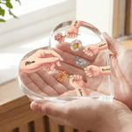 Personalized Birth Flower 1-6 Hands Mom Grandmom Acrylic Heart Plaque with Names Home Decor Birthday Gift for Mother Grandmother