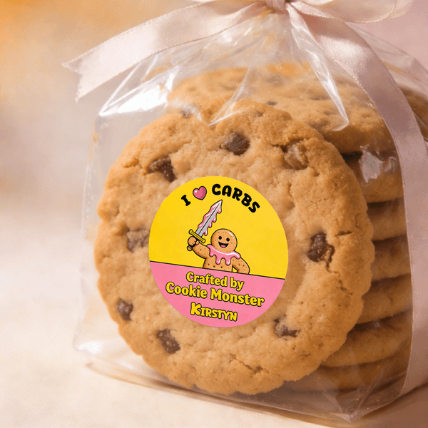 Personalised Biscuit Monster Bread Monster Cute Biscuit Sticker with Name Bakery Birthday Gift for Cake Shop Baker