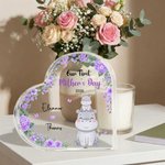 Personalized Cute Parent-Child Animal Heart Acrylic Plaque with Name and Year Home Decor Mother's Day Birthday Gift for New Mom