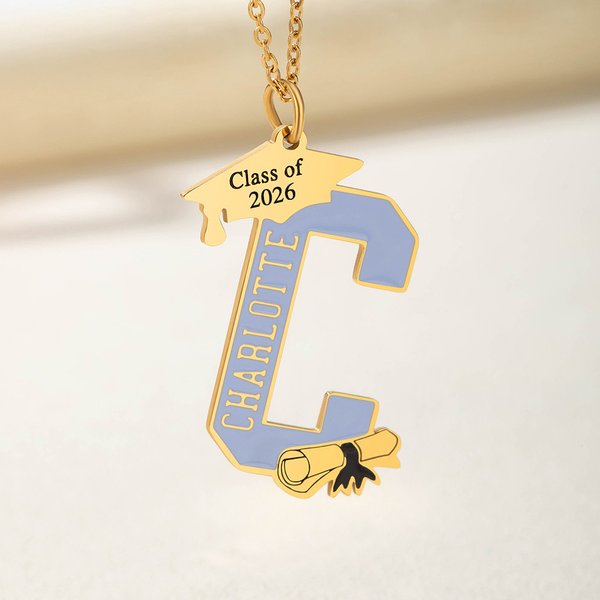 Collier en émail personnalisé avec nom Cadeau de fin d'études pour les diplômés de la classe 2026