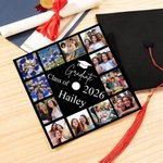 Personalised 12 Photos Collage Graduation Cap Topper with Name and Year Graduation Party Ceremony Gift for Class of 2026 Graduates Classmates