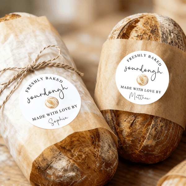 Henkilökohtainen Hieno Sourdough itseliimautuva tarra tarroja nimi leivonta lahja leipurit kotitekoinen leivonta ystäville Lovers