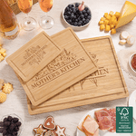 Personalized Engraved Flower Design FSC Bamboo Charcuterie Cutting Board with Text and Juice Groove Kitchen Decor Housewarming Gift for Family Friend