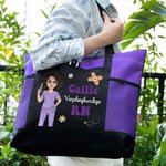 Gepersonaliseerde Grote Oxford Draagtas met Cartoonfiguur en Naam met Mesh-zak Perfect als Cadeau voor Verpleegkundige Week voor Medisch Personeel