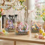 Personalized Cute Easter Bunny Clear Gift Bag with Name and Initial Easter Egg Hunt Party Favors Gift for Kids