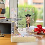 Lámpara de noche LED de cuatro colores ajustable con base de madera y nombre Regalo de graduación para graduados