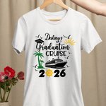 Personalized Graduation Cruise 100% Cotton T-shirt with Name and Year Anniversary Graduation Travel Gift for Graduates