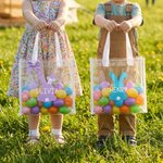 Sac d'œufs transparent personnalisé avec nom à silhouette de lapin - Cadeau d'anniversaire Pâques pour les enfants