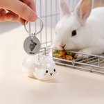 Porte-clés personnalisé en forme de lapin avec texte gravé Cadeau d'anniversaire pour propriétaire d'animal de compagnie